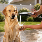 G-Promise 3 Mode Dog Wash Shower Attachment with Pause Mode for Outdoor Use | High Pressure, with Pause Mode, Built-In Brush for Wash & Groom, Extra Long Hose, Easy Install