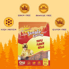 Jungle Calling Triple Flavor Rolls Dog Treats, Made with Real Chicken Duck Beef Meat, Rawhide Free Dogs Snacks,Healthy, Easily Digestible, and High Protein Treat, 10.6 oz