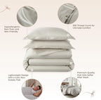 100% Organic Cotton Duvet Cover King Size - Naturally Soft Lightweight & Cooling Duvet Cover Set with Decorative Shams - Premium GOTS Certified 300 Thread Count Sateen Weave (Pewter, King)