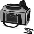 Petskd Top-Expandable Pet Carrier 17x12x8.5 Inches JetBlue Allegiant Spirit Airline Approved, Soft-Sided Carrier for Small Cats and Dogs with Locking Safety Zippers and Anti-Scratch Mesh(Grey)