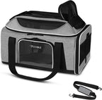 Petskd Top-Expandable Pet Carrier 17x12x8.5 Inches JetBlue Allegiant Spirit Airline Approved, Soft-Sided Carrier for Small Cats and Dogs with Locking Safety Zippers and Anti-Scratch Mesh(Grey)