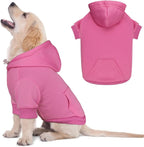 Dog Sweaters for Small Dogs Dog Hoodie Pet Sweater Solid Soft Brushed Fleece Pet Clothes Hoodie Sweatshirt with Pocket(Pink-S)