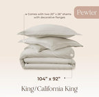 100% Organic Cotton Duvet Cover King Size - Naturally Soft Lightweight & Cooling Duvet Cover Set with Decorative Shams - Premium GOTS Certified 300 Thread Count Sateen Weave (Pewter, King)