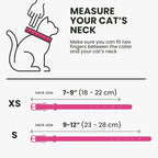 BRONZEDOG Leather Cat Collar with Removable Bells Non Breakaway Kitten QR Tag for Girl Boy (9" - 12" Cats/Mini Dogs, Pink & Gold)