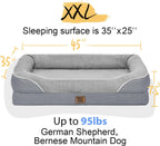 Washable Orthopedic Large Dog Bed - Extra Large Dog Beds with Bolsters Removable Orthopedic Foam Support Dogs Bed Waterproof Cover Non-Slip Bottom Pet Beds