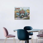 Farmhouse Truck Wall Art Rustic Country Wildflowers Wall Decor Road Flowers Landscape Pictures Canvas Print Painting Artwork for Bathroom Living Room Bedroom 16"x20"