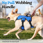 rabbitgoo Escape Proof Dog Harness for X-Large, No Pull with Lift Handle | No Escape, Full Soft Padded, Reflective Adjustable Vest, Leash Clip for Walking Hiking Training, Blue, X-Large