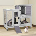 2-Story Rabbit Hutch Indoor Bunny Cage Outdoor Guinea Pig House with Wire Mesh Floor, Leak-Proof Trays, Lockable Wheels for Rabbits, Guinea Pigs, 40.6" L x 26" W x 37.6" H
