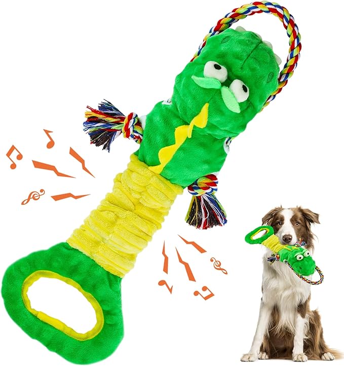 Squeaky Dog Toys for Large Dogs, Interactive Dog Toys to Keep Them Busy, Puppy Chew Toys for Teething, Dog Tug of War Toys, Puppy Teething Toys