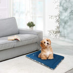 KROSER Fancy Dog Crate Pad - Reversible (Cool & Warm), Machine Washable, Suitable for Small to XXX-Large Dogs, Grey, Navy, Star Pattern