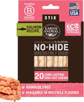 Earth Animal No Hide Stix - Long Lasting Rawhide Free Small Dog Chews Sticks, Salmon - 20 Count Value Pack