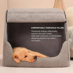 Extra Large Dog Bed House, Cozy Dog House Indoor, Memory Sponge, Plush Dog Cave Bed Crate Cushion with Non-Slip Bottom for Medium Large Dogs (Grey, XL)