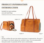 Fashion Dog Purse Pet Carrier Leather Bag for Small Dogs Cats Puppy, Portable Tote Bag Airline Approved Soft-Sided Carriers (Brown)