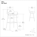 SIMPLIHOME Mira Bar Stools (Set of 2) - 30 inch Seat Height Upholstered Metal Bar Chairs in Distressed Slate Grey Vegan Faux Leather, Contemporary Seating with Curved Cushioned Seat and Armrests