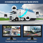 Wired Backup Camera System with 10.1?™â€?IPS Monitor for Truck RV Trailer Bus, Rear View Camera, with Side Front View Camera, 4 Split Screen, Super Waterproof, Night Vision, Easy Installation AHD1080P