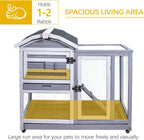 GEGURI Rabbit Hutch Indoor Rabbit Cage Outdoor, Wooden Bunny Cages for Guinea Pig with Wheels, Removable Tray, Ramp