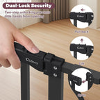 34" Extra Tall Baby Gate for Stairs, Auto Close Stroller Friendly Dog Gate Indoor for Doorways, Pressure Mounted 29"-40" W Baby Gate, Easy Walk Through Gate for Children & Pets, Black