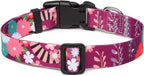 Mercano Adjustable Dog Collar - Special Design Patterns, Soft Nylon Comfortable Durable Pet Collar for Small Medium Large Dogs (S, Colorful Flower)