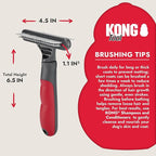 KONG Double-Sided Rake & Deshedding Tool – Detangling & Shedding Control, Rounded Metal Tips, Non-Slip Grip, for Medium to Large Dogs with Medium to Long Coats, Red/Gray