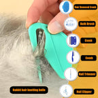 Rabbit Grooming Kit – Bunny Grooming Kit with Shedding Brush, Nail Clippers & Comb – Small Animal Grooming Supplies for Rabbits, Guinea Pigs, Hamsters, Ferrets - Small Pet Shedding & Care (Blue)