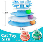 UPSKY Cat Toy Roller 4-Level Turntable Cat Toy Balls with Three Colorful Balls and Bell Ball X Turntable Interactive Kitten Fun Mental Physical Exercise Puzzle Toys