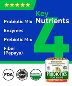 BARK&SPARK Dog Probiotics for Digestive Health w/Enzymes - Diarrhea Gas Treatment Upset Stomach Relief - Allergy & Itchy Skin - Pet Probiotics for Dogs - Digestion Supplement Treat (120Ct Chicken)
