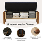 Storage Ottoman Bench, End of Bed Bench for Bedroom, 47" Boucle Upholstered Entryway Shoe Seat Bench, Holds up to 660 lb Storage Ottoman, Padded Blanket Chest Stool Foot Rest for Living Room Blue