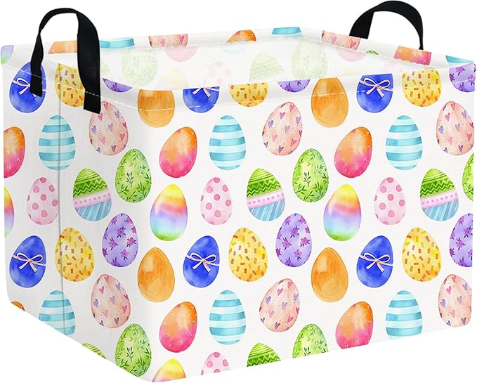 Rectangular Cute Easter basket,Easter basket empty,Storage Basket for baby Bedroom,Toy Gift Organizerm,Kids Storage Bin,Gift baskets,Easters Home Decor(Blue Easters egg)