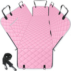 Waterproof Dog Car Seat Cover for Back Seat - Durable, Scratch Proof Pet Hammock with Nonslip Design & Storage Pockets, Fits Cars, SUVs, Trucks - S, Pink/Grey