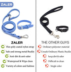 ZALER Dog Collar and Leash Set, Waterproof Adjustable Odor Proof Pet Collars Leashes Easy to Clean, 6FT Dog Leash with 2 Hooks for Large, Medium Small Dogs (M, Blue)