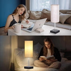 AVV Cordless Table Lamp with Dimmable, Rechargeable 3 Modes Battery Powered Bedside Lamp, Battery Operated Lamps for Night Stand, Touch Lamp for Bedroom, Living Room, Reading Room, 15 Inch Beige