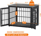 32 Inch Heavy Duty Dog Crate Furniture for Medium and Small Dogs, Decorative Pet House End Table, Wooden Cage Kennel Furniture Indoor, Gray