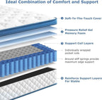 King Size Mattress 12 Inch, Medium Firm Hybrid King Bed Mattress, Memory Foam Mattresses in a Box for Pressure Relief, Individual Pocket Spring-Motion Isolation with Edge Support, CertiPUR-US