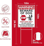 Beware of Dog Signs, 2 Pack 13"x10" Double-Sided Signs, Corrugated Plastic, H-Stake Metal Stakes, Dog Signs for Yard, Garden and Yard Wall Decor, Beware of Dog Signs for Fence