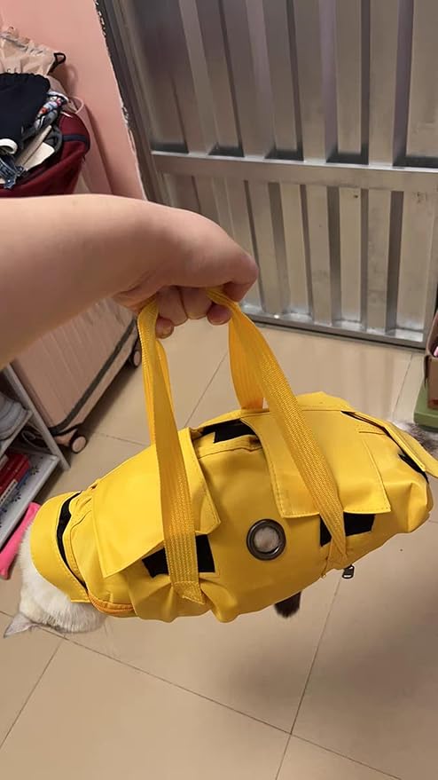 HDKUW Cat Grooming Bag,Foldable Travel Carrier for Cats,Anti-Bite Anti-Scratch Cat Grooming Restraint Bag,Pet Carrier for Administering Eye Drops,Ear Cleaner,Clipping Nails Yellow L