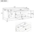 Shoe Storage Bench with 2 Drawers and 2 Cabinets, Pine Wood Shoe Bench with Removable Cushion for Living Room, Entryway 42.5" L x 15.9" W x 17.5" H (Gray Wash)