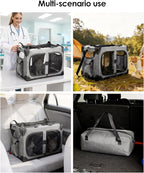 Extra Large Cat Carrier for 2 Cats, XL with Removable Divider, Foldable Soft-Sided Pet Carrier with Storage Tote, Portable Travel Crate for Large Cats, for Car & Home Use, 24" x 17" x 17"