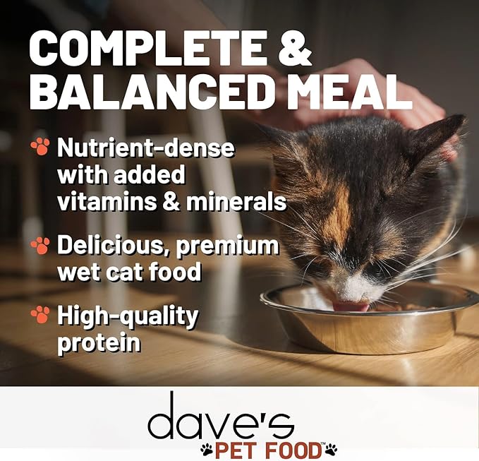 Dave's Pet Food Grain Free Wet Cat Food Pate (Beef & Chicken), Made in USA Naturally Healthy Canned, 12.5 oz Cans (12 Pack)