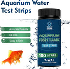 DIPSTIK Aquarium Test Strips, 7-Way Freshwater Saltwater Fish Tank Pond Test Kit, 100 Strips, Nitrate, Nitrite, Chlorine, Hardness, Alkalinity, Carbonate, pH