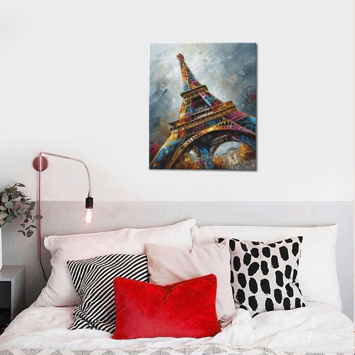 Paris Eiffel Tower Wall Art Paris Architecture Canvas Wall Decor Europe City Eiffel Tower Pictures Painting Print Artwork Framed Decorations Gifts for Living Room Bedroom Office 20"x24"