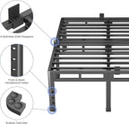 NKZ 24 Inch Twin Size Bed Frame, Metal Bed Frame & Box Spring 2 in 1 Platform with Round Corner Legs, 4000Lbs Heavy Duty Metal Frame, Mattress Slide Stopper, Headboard Hole, Noise-Free, Easy Assembly