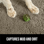 GORILLA GRIP SoakSTOPPER Dog Door Mat, 36x24 Machine Washable Rug Absorbent Doormat Captures Moisture Mud Dirt, Quick Dry Soft Chenille Entryway Rugs Indoor Entrance Mats for Dog Paws, Cappuccino