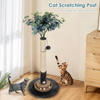 35 Inch Cat Scratching Post, Eucalyptus Sisal Rope Cat Tree Tower with Hanging Ball & Interactive Mouse Toy, Durable Scratcher for Indoor Adult Cats