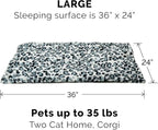 Furhaven ThermaNAP Self-Warming Cat Bed for Indoor Cats & Large/Medium Dogs, Washable & Reflects Body Heat - Quilted Faux Fur Reflective Bed Mat - Snow Leopard, Large