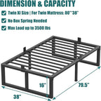 16 inch Twin XL Bed Frame,3500 lbs Heavy Duty Metal Platform,Steel Slats Support/No Box Spring Needed/Noise Free/Non-Slip/Easy Assembly