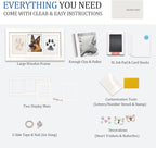 MYPAWLETS Extra Large Paw Print Frame Kit,Dog/Cat Paw Print Kit,Soft Pawprint Clay&Clean Touch Ink Pad,Pet Paw Print Impression Kit with Customization Tool,Wooden Pet Memorial Frame-White