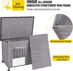 Aivituvin Large Dog House Outdoor Indoor Weatherproof Dog House for Small & Medium & Large Dogs with Unique All-Around Iron Frame＆Raised Feet（Grey）