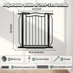29.53"-33.85" Mornyray Auto-Close Baby Gate Extra Wide, Pressure Mounted Dog & Pet Gate for Stairs Doorways, No Drill Safety Barrier with Lace Design, Metal Child Proof Gate Indoor Outdoor, Black
