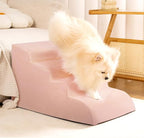 Dog Stairs for Small Dogs, High Density Foam Dog Steps, Extra Wide Non-Slip Pet Ramp for High Beds Or Couch, Soft Doggie Ladder for Dogs Injured, Older Pets, Small Cats, 4 Steps, Pink