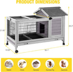 AIVITUVIN Rabbit Hutch Indoor with Wire Rabbit Cage Outdoor Bunny Cage with Run Guinea Pig Cage Leakproof Pull Out Tray
